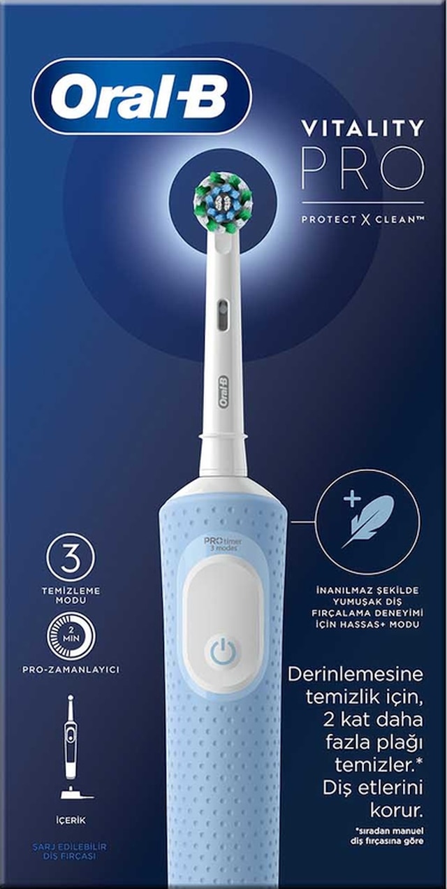 Oral-B Vitality Pro Protect X Clean Şarjlı Diş Fırçası Mavi