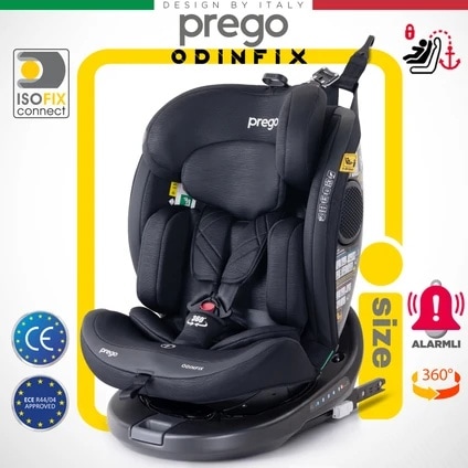Prego Odinfix Alarmlı 360 Derece Dönebilen -0-36 Kg - I- Size Belgeli - Top Tetherlı Oto Koltuğu