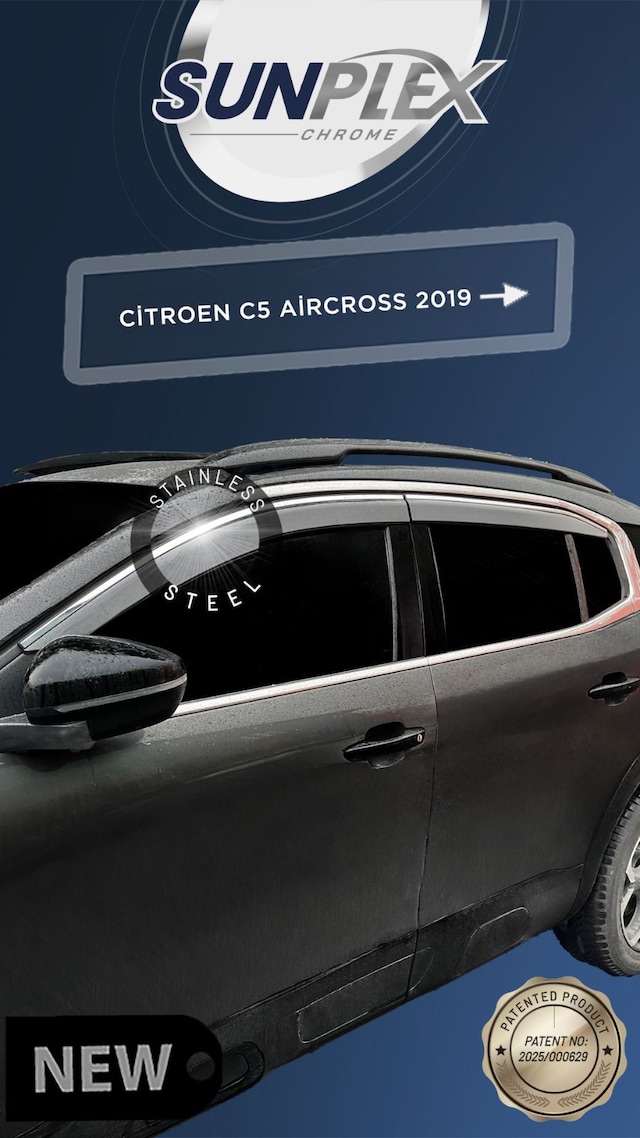 Sunplex Citroen C5 Aircross Kromlu Cam Rüzgarlığı 4lü Set 2017 Ve Üstü