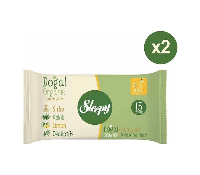 Sleepy Doğal Organik Temizlik Cep Mendil 2 X 10'Lu Paket 300 Yaprak
