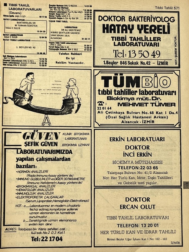 İzmir 1982-1983 Meslek Reklam İlanı Efemera S571 Teşhir Ürün