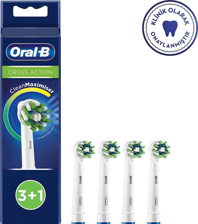 Oral-B Cross Action Clean Maximizer 3+1 Yedek Fırça Başlığı Beyaz