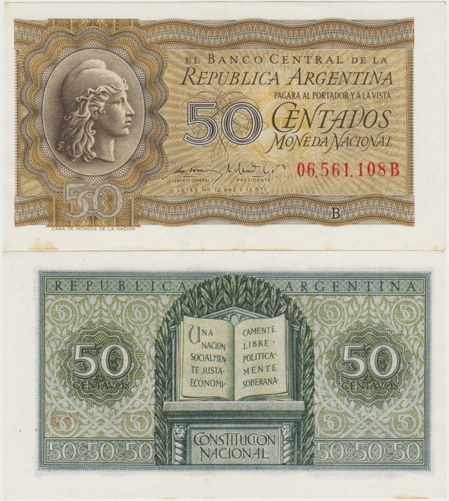 Arjantin 50 Centavos 1951-52 Çilaltı.