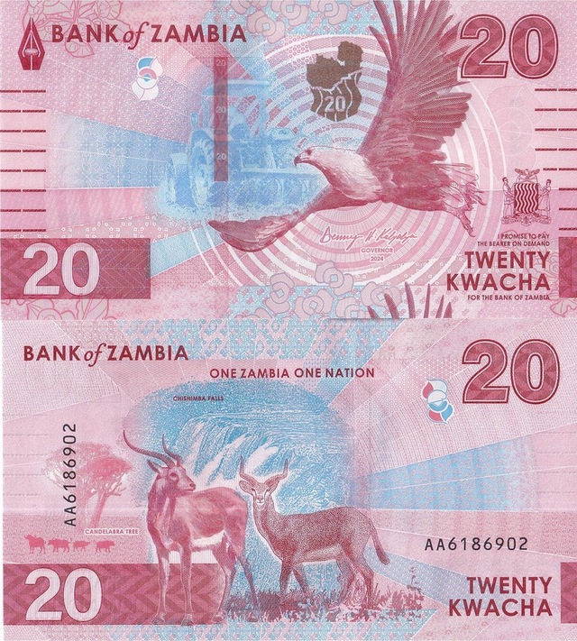 Zambiya 2024 Yılı 20 Kwacha Yabancı Kağıt Para Çil Unc Koleksiyon Para
