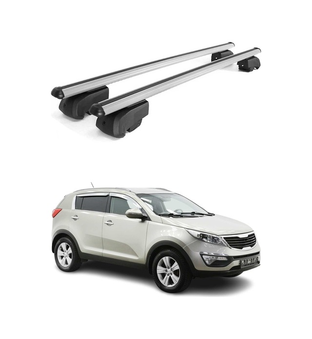 Kia Sportage Sl 2010-2015 Arası Uyumlu Port Bagaj Taşıyıcı Ara Atkı Alüminyum Gümüş 2 Parça