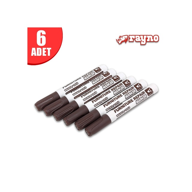 Rayno Ahşap Rötuş Kalemi Seti Ceviz 6 Lı - Ryn10460