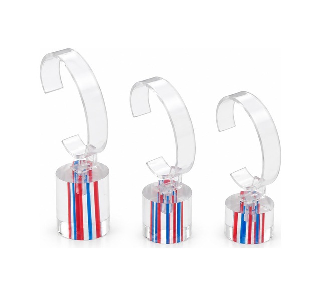 Saat Standı 3'lü Set Lazer Model Oval Mavi & Kırmızı Pleksi Kırmızı - Mavi