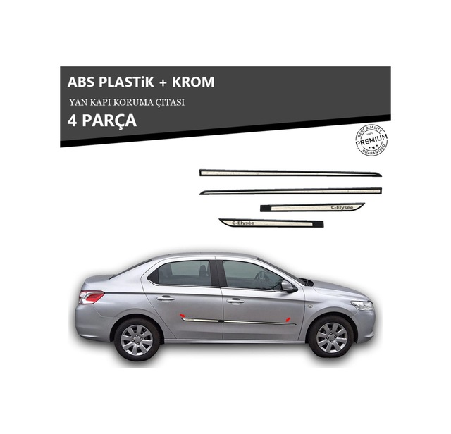 Citroen C Elysee Yan Kapı Koruma Çıtası Plastik + Krom Unvrslppkçt00064