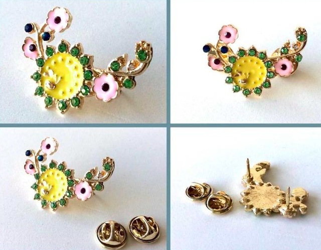 Omeniv Vintage Floral Stil Çift İğneli Çiçek Broş Teşhir Ürün