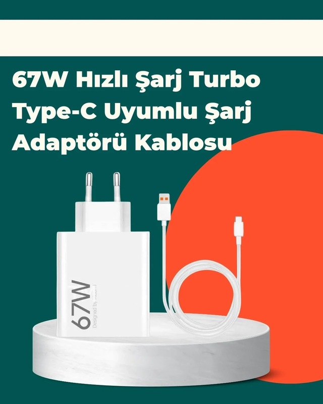 Ers Güvenli Ve Hızlı Şarj İçin 67w Turbo Adaptör Type-c Kablo İle
