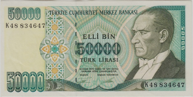 7. Emisyon 2. Tertip 50.000 Lira K48 Çilaltı.
