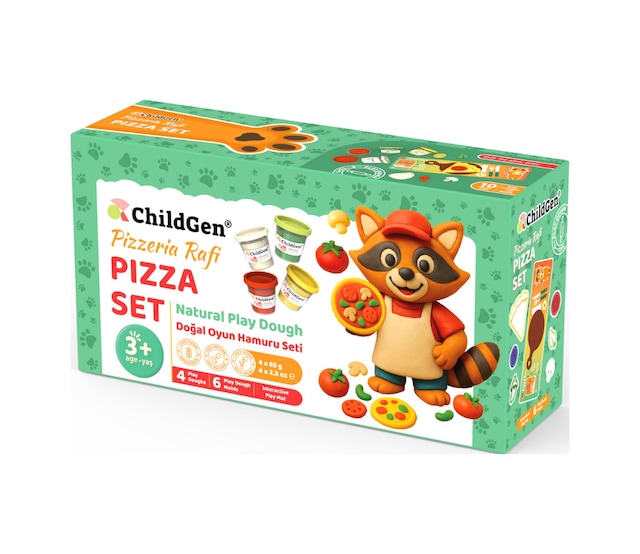 Doğal Oyun Hamuru Sevimli Patiler - Pizza Set Çok  Renkli