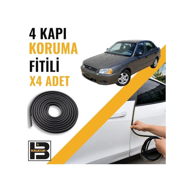 Hyundai Accent Admire 2000-2003 Kapı Koruma Fitili-4 Kapı-siyah-bm2247