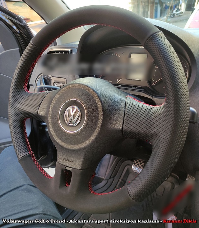 Volkswagen Golf 6 Trend Araca Özel Direksiyon Kılıfı Siyah
