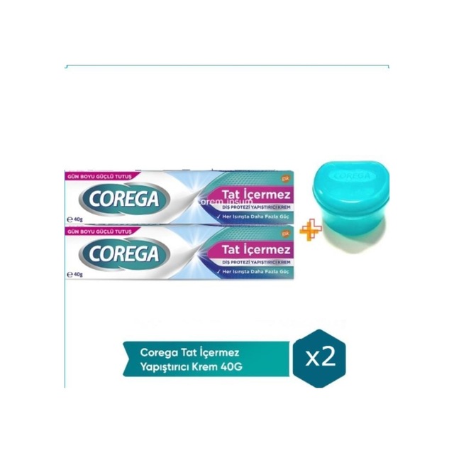 Tat Içermez Diş Protez Yapıştırıcı Krem 40 Gr X 2 Adet Protez Diş Saklama Kutusu