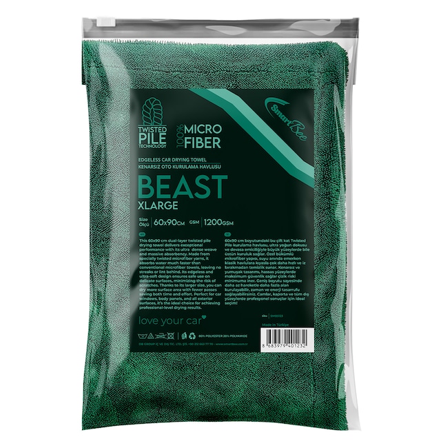 Smartbee Beast Twisted Pile Mikrofiber Oto Kurulama Havlusu 60x90