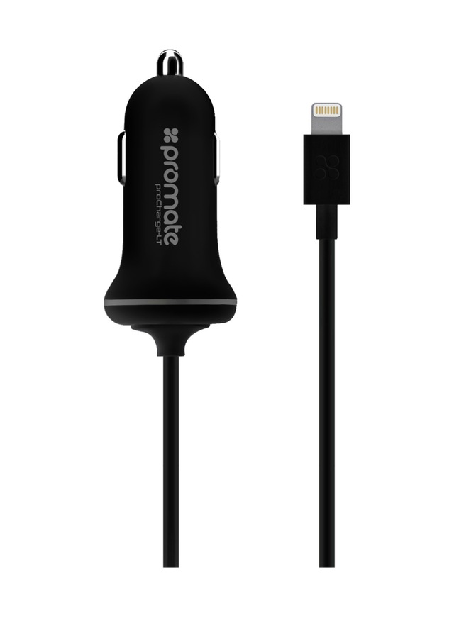 Promate iPhone Lightning Araç Çakmak Şarj Cihazı MFI Onaylı Siyah