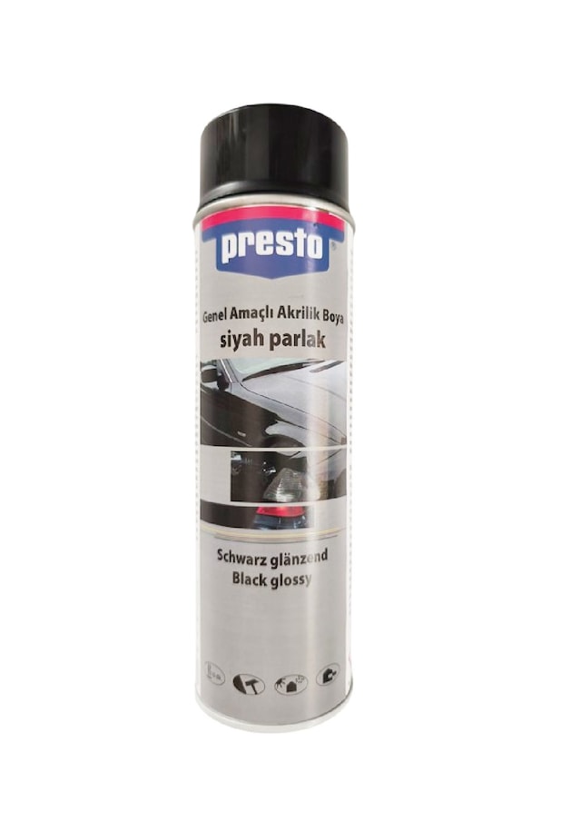 Presto Parlak Siyah Akrilik Sprey Boya 500 Ml.