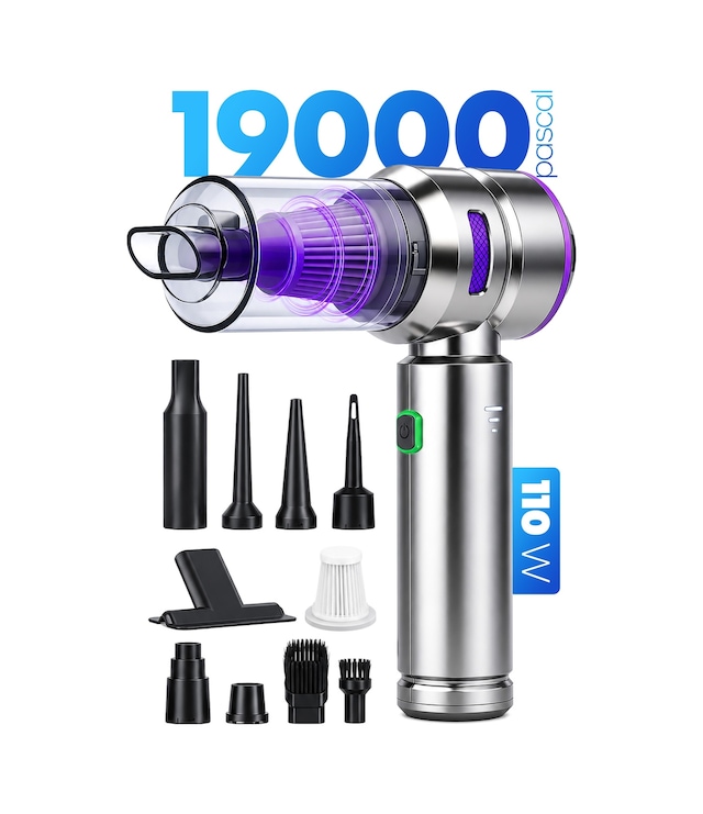 Kablosuz Şarjlı Araç İçi Süpürge 110 W Güçlü Vakum & Üfleme Şişirme Cihazı El Süpürgesi Hl121