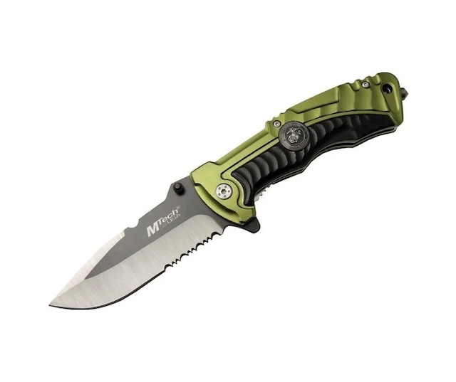 Mtech 4-12-1 Haki Kurtarma / Kamp Çakısı 21cm- Yarı Otomatik, Testere Detaylı, Cam Kırma Aparatlı
