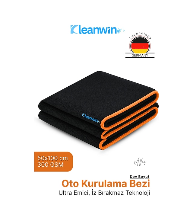 Atlas 50x100cm Premium Mikrofiber Araba Kurulama Bezi Maxi Boy Ultra Emici Oto Kurulama Havlusu