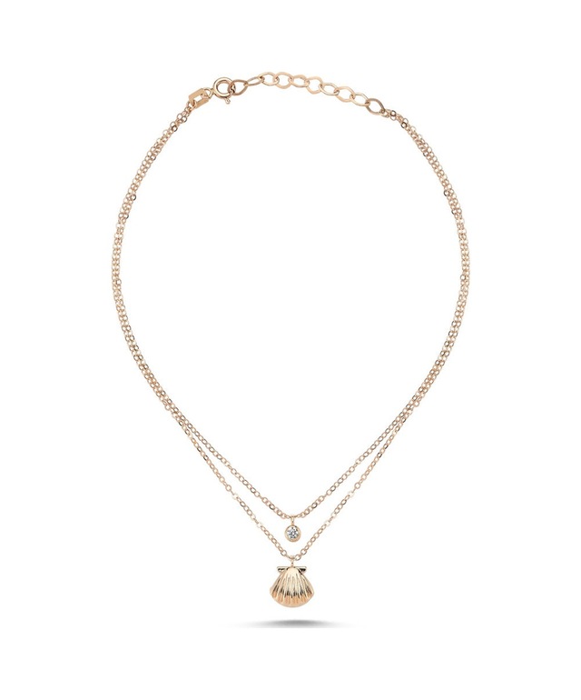 Halhal Altın Bileklik Tektaş Istiridyeli Rose Gold