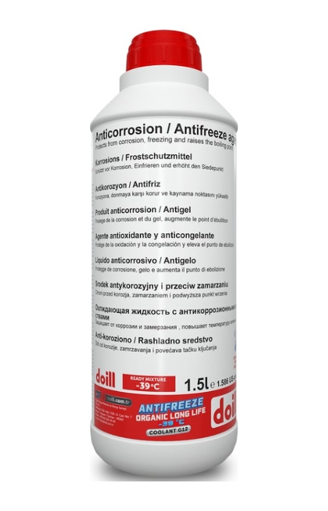 Doill -39 / -40 Derece Hazır Karışım 1.5 Litre Kırmızı Organik Antifriz - G12