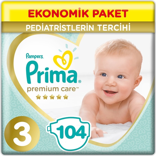Prima Premium Care Bebek Bezi 3 Numara 104 Adet (2x52)