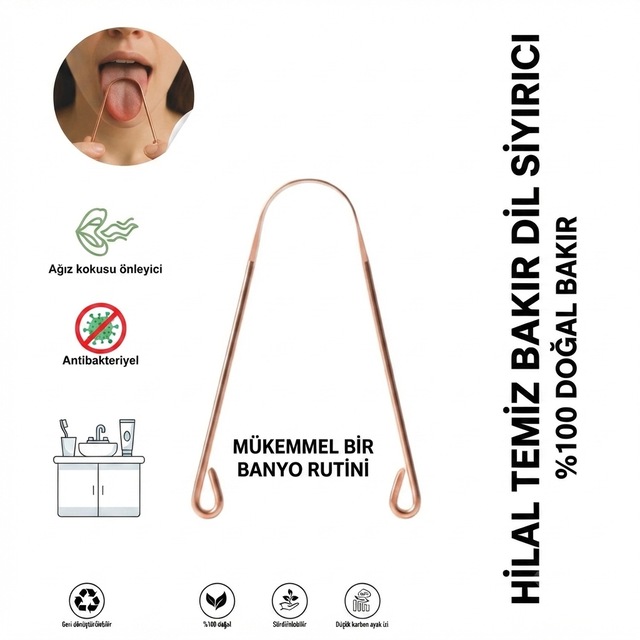 %100 Saf Bakır Dil Sıyırıcı Temizleyici Paslanmaz Ağız Bakım Aparatı Ayurvedik Dil Kazıyıcı Çubuğu