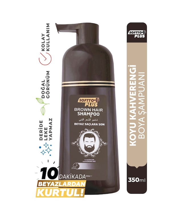 Softto Plus Kahverengi Saç Şampuanı Pompalı 350 ML