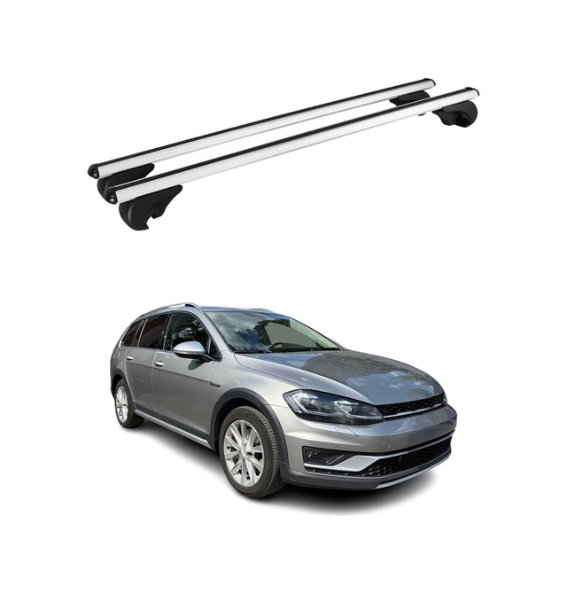 Vw Golf Vıı Alltrack 2015-2020 Arası Uyumlu Port Bagaj Taşıyıcı Ara Atkı Alüminyum Gümüş 2 Parça