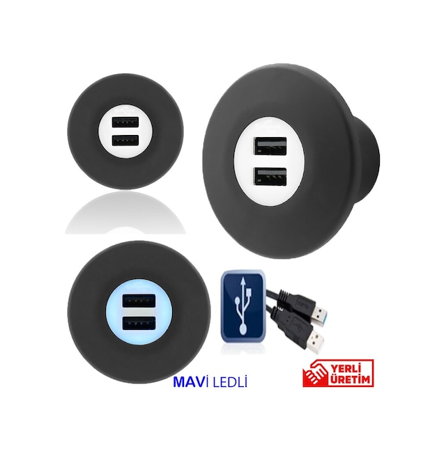 Sanel Usb Şarj Ünitesi Üniversal 12V24V 2Amp Mavi Ledli Suc2B