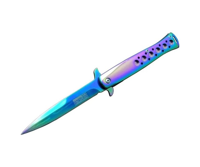 Tac-force 1111-d Titanyum Gökkuşağı Kamp Çakı 23 Cm - Metal Sap, Yarı Otomatik