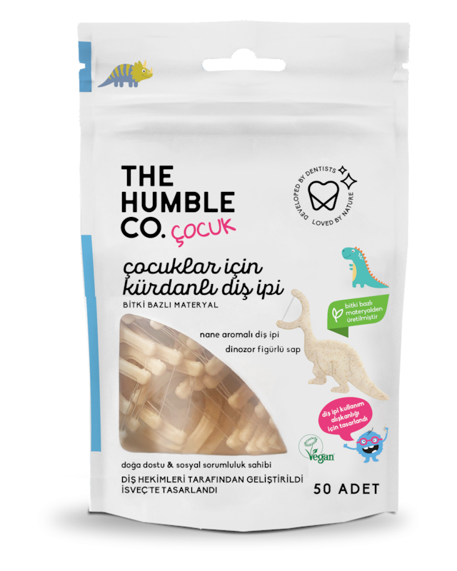 The Humble Co Corn Starch Floss Picks - Kürdanlı Diş İpi 30 Pcs - Çocuklar İçin Çilek Aromalı