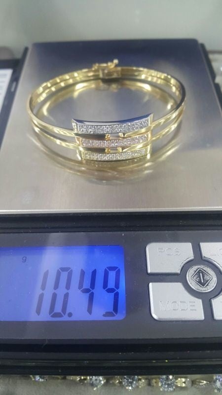 Altın Kaburga Kelepçe 3 Sıra Taşlı Klp-634250 Sarı Altın