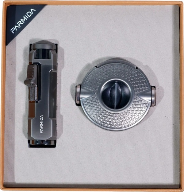 Parmida Çakmak Kesici İkili Gunmetal Puro Seti - Tr9260