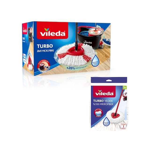 Vileda Turbo 2in1 Pedallı Temizlik  Seti + Turbo Üçgen Mikrofiber Yedek Paspas
