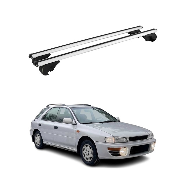 Subaru Impreza I Station Wagon 1993-2000 Arası Uyumlu Port Bagaj Taşıyıcı Ara Atkı Alüminyum Gümüş 2 Parça