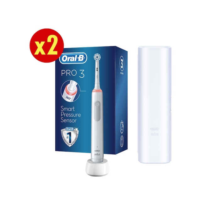 Oral-B Pro 3500 Şarj Edilebilir Diş Fırçası Beyaz+başlık X2