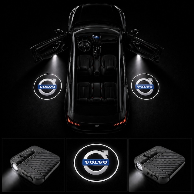 Volvo Kapı Altı Logo Projektör Led Işığı 2'li Set Pilli Kablosuz Kapı Karşılama Lambası