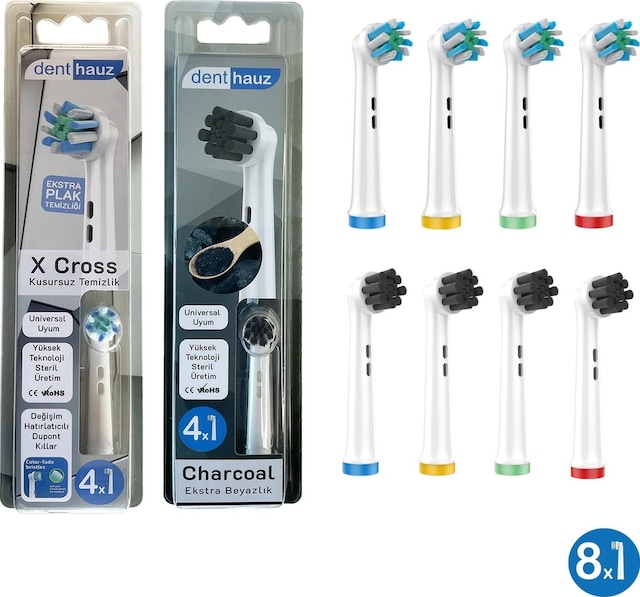 X Cross + Charcoal Yumuşak Oral-b Uyumlu Yedek Diş Fırçası Başlıkları