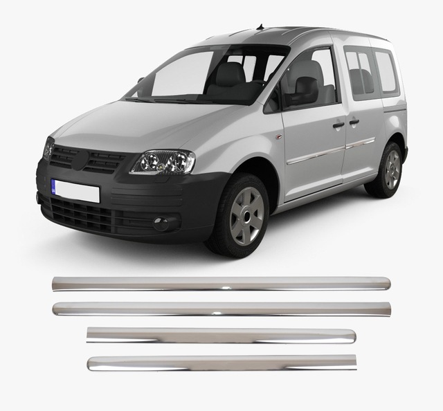 Volkswagen Caddy Uyumlu 2003-2014 Krom Yan Kapı Çıtası 4 Parça Paslanmaz Çelik