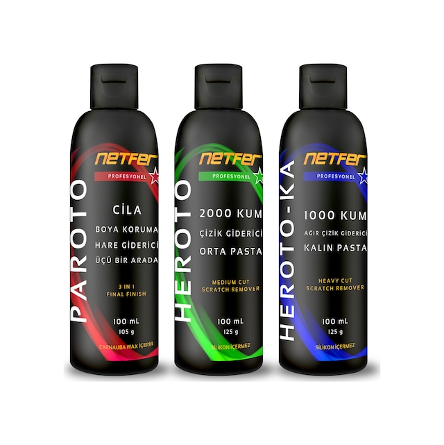 Netfer 3'lü Orta Kalın Pasta Cila Set - 3x100 Ml