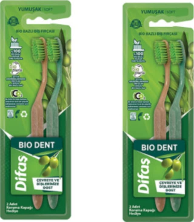 Difaş Bio Bazlı Diş Fırçası Bio Dent Yumuşak Soft 2 x 2'li