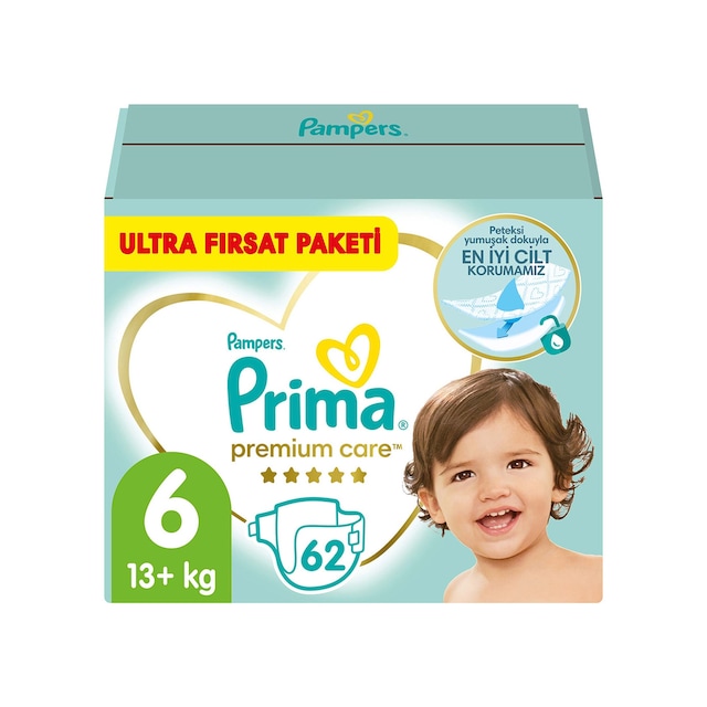 Prima Bebek Bezi Premium Care 6 Beden 13+ KG Fırsat Paketi 62 Adet
