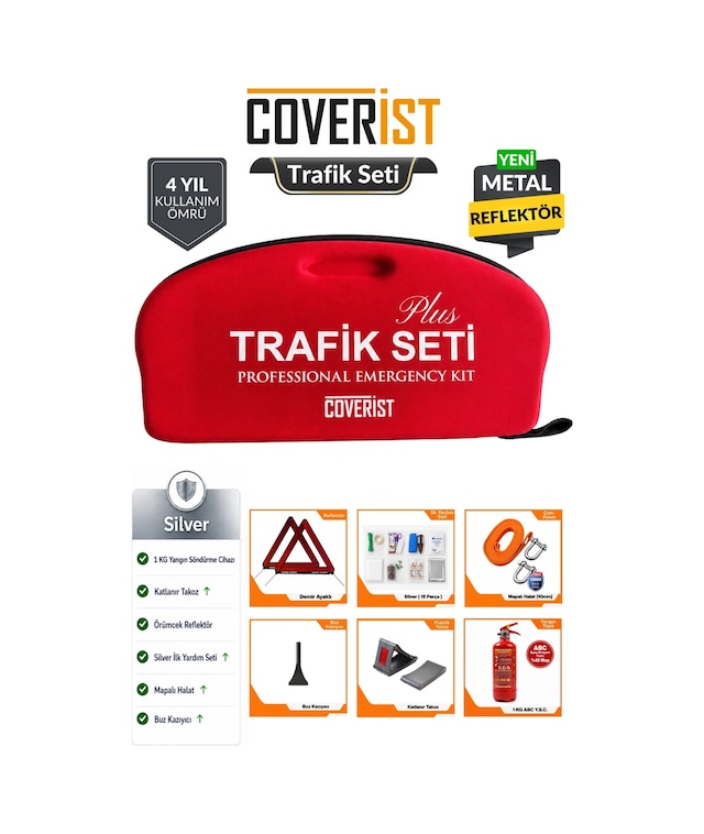 Eva Trafik Seti Plus - 1 Kg Yangın Tüpü - 4 Yıllık - Silver Paket