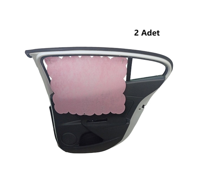Oto Güneşlik Perdesi Yan Cam Araç Arka Koltuk Emzirme Örtüsü Açık Pembe Keçe Vantuz Tutucaklı 2 Adet