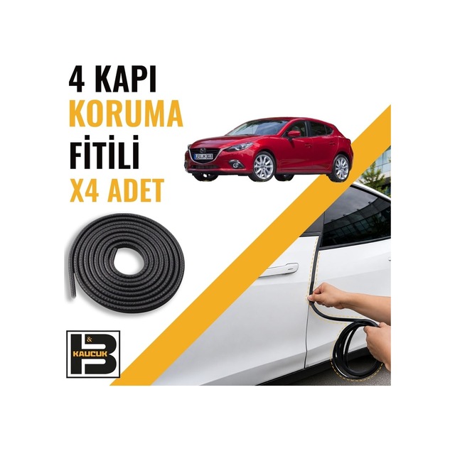 Mazda 3 Hatchback 2013-2018 Kapı Koruma Fitili-4 Kapı-siyah-bm2479
