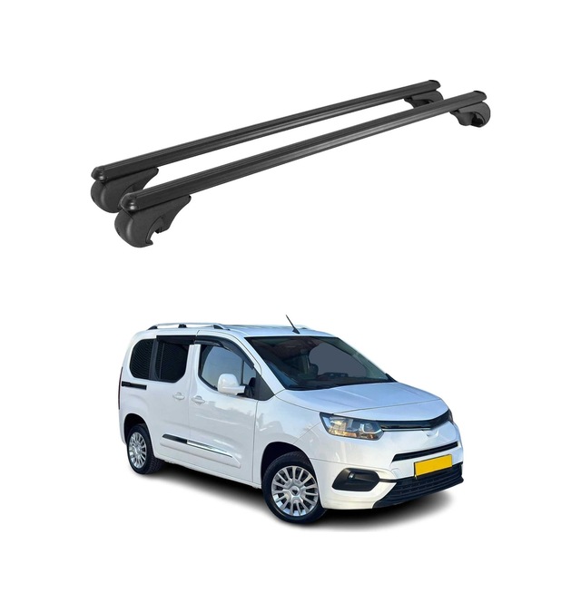 Toyota Proace City 2019-2027 Arası Uyumlu Port Bagaj Taşıyıcı Ara Atkı Alüminyum Siyah 2 Parça