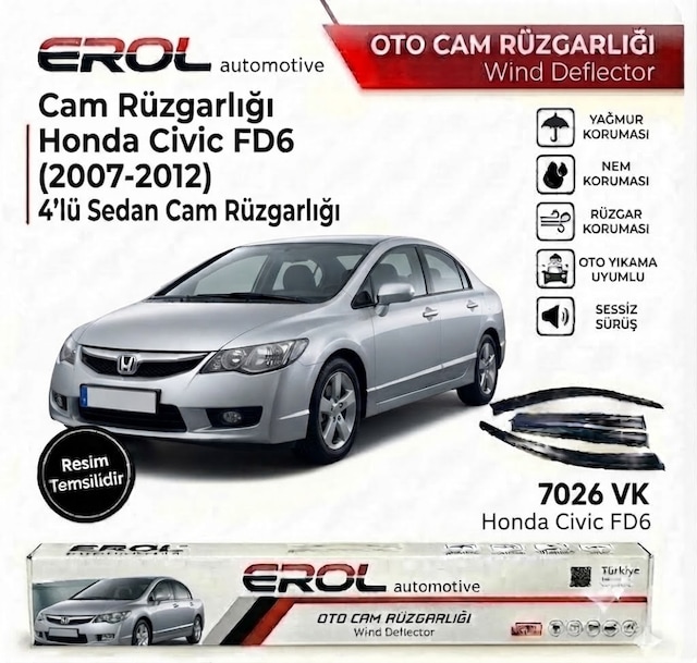 Honda Civic Fd6 2007-2012 4'lü Sedan Mugen Cam Rüzgarlığı